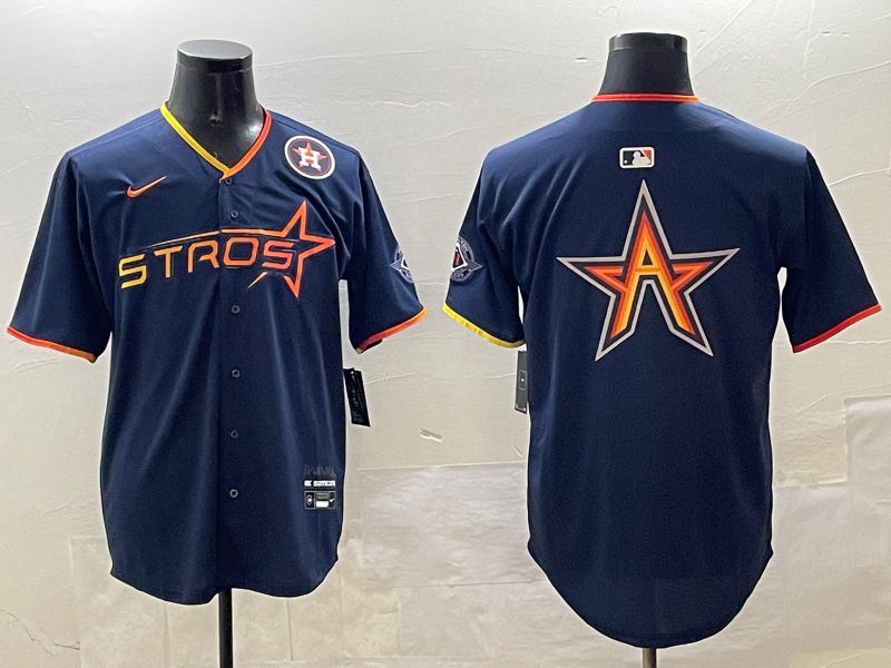 Men Houston Astros Blank Drak Blue Three generations Joint Name 2025 Nike MLB Jersey style 7